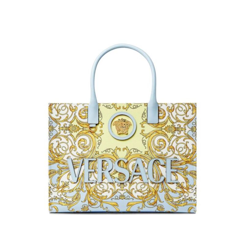 VERSACE Medusa Renaissance Tote Bag Women CLEAR BLUE Shopping Bags